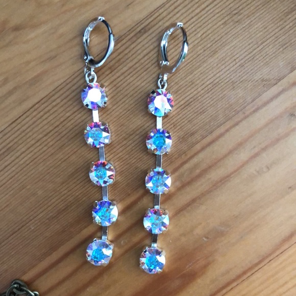 Aurora Borealis Crystal Drop Earrings - Picture 11 of 13